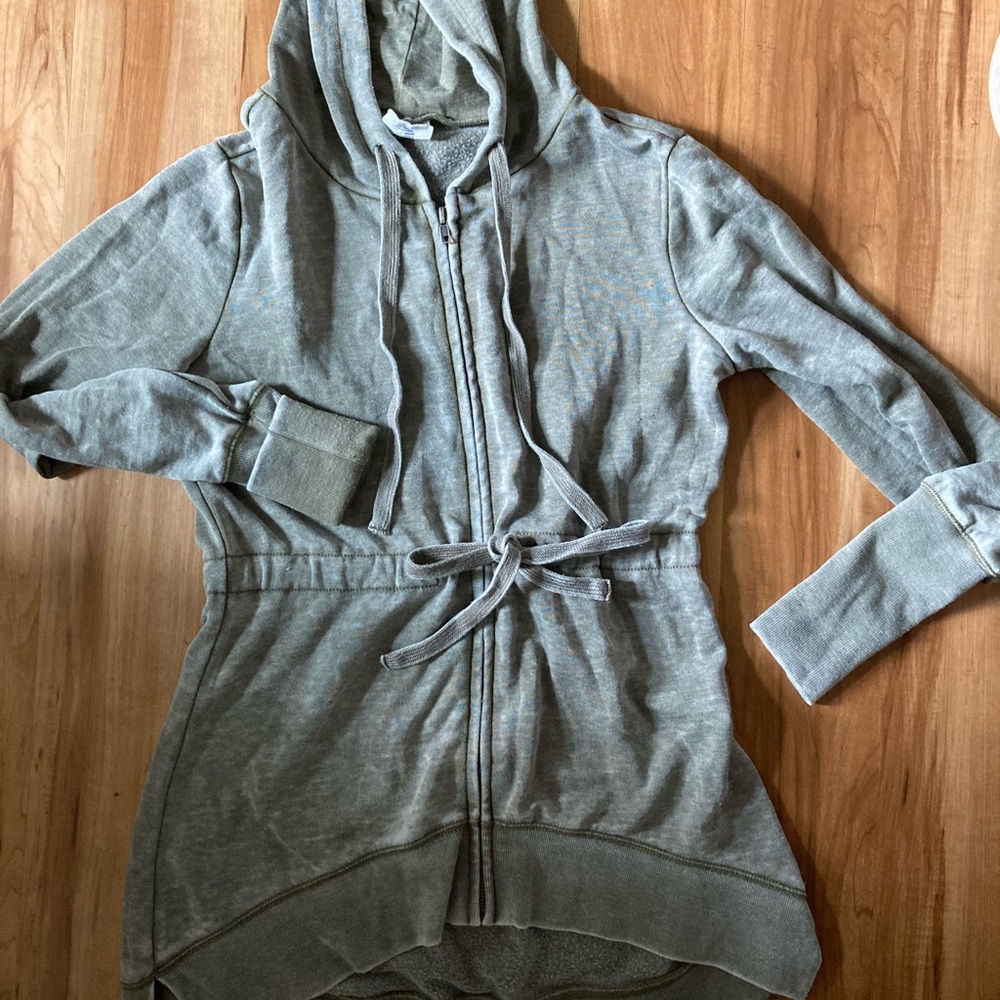 Washed out army green zip up hoodie